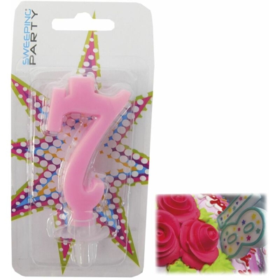 Bighouse It - CANDELINA CM.9 NUMERO 7 COLORE ROSA