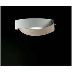 Applique in ferro laccato bianco e cromo con rivestimento pvc effetto legno nocciola precio