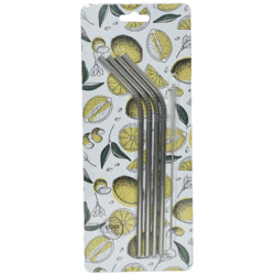 Set 4Pz Cannuccia Riutilizzabile In Metallo 21X0,6Cm Argento Accessori Party Festa en oferta