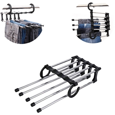 Organizer Salvaspazio Da Armadio 5 In 1 Regolabile In Acciaio Inox Mod. 10682