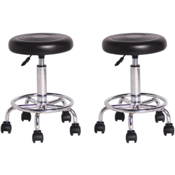 Bakaji - Set 2 Sgabelli Estetista Girevole Seduta Imbottita Ecopelle Salone Studio Nero precio
