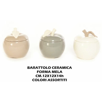 Bighouse It - BARATTOLO CERAMICA MELA CM.12X12X14h COL. ASS.