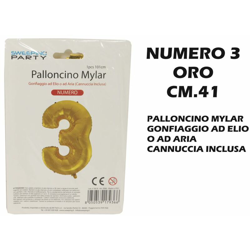 Bighouse It - PALLONCINO MYLAR CM.41 NUMERO 3 ORO características