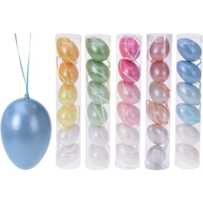 Tubo 6Pz Uova Da Appendere 6Cm Colori Assortiti Accessori Decorazione Pasqua