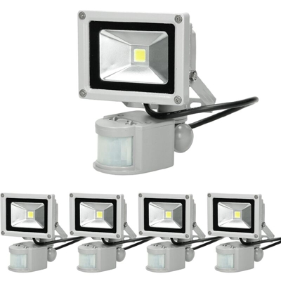 5 x 10W LED Faretto Proiettore con Sensore di Movimento 220-240V 600 Lumen Bianco Freddo 6000K Luce Faro da Esterno IP65 Impermeabile Faretti Fari