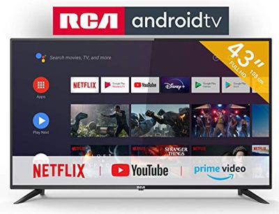 RCA RS43F2 Android TV (43 pollici Full HD Smart TV con Google Assistant), Chromecast integrato, HDMI, USB, WiFi, Bluetooth, Triple Tuner