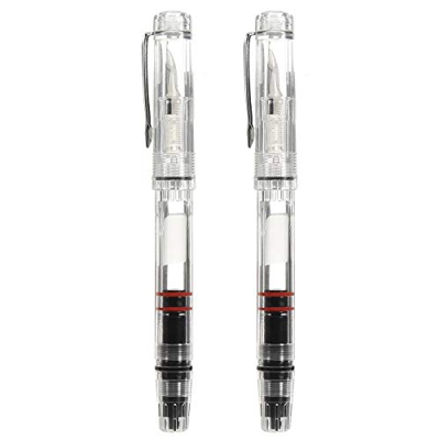 Caliarts Ego Demonstrator - Penna stilografica a pistone trasparente, con grande volume di inchiostro, 0,38 mm/0,5 mm