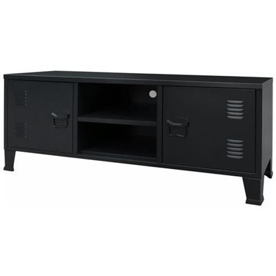 Mobile Porta Tv In Metallo Stile Industriale 120x35x48 Cm Nero