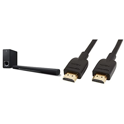 Yamaha YAS - 207 Soundbar, Nero + AmazonBasics - Cavo Ultra HD HDMI 2.0, 1,8 m