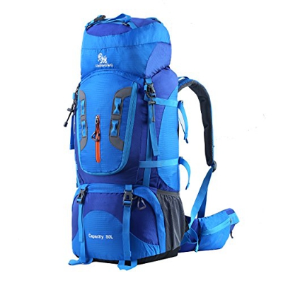HWJIANFENG Zaino da Montagna in Nylon 80L Antipioggia Zaini da Escursione Traspirante Zaino da Trekking con Grande capacità (Blu)