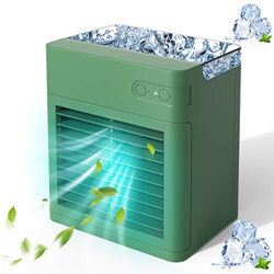 Mini Raffreddatore D'aria, Condizionatore d'aria portatile con umidificatore, ricarica USB, 3 velocità regolabili e 7 luci a LED, per casa, camera da  en oferta