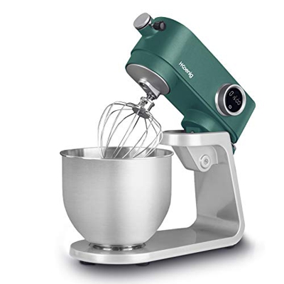 H.Koenig KM128 - Robot da cucina professionale, multifunzione, 5 l, in acciaio inox, verde opaco, 800 W, 8 velocita
