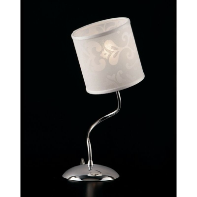 Bonetti - Lumetto ferro cromato 1 luce con paralume bianco in pvc effetto damasco