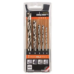 600114100 Kit punte a spirale da legno 5 parti 4 mm, 5 mm, 6 mm, 8 mm, 10 mm Alberino cilindrico 1 KIT - Alpen en oferta
