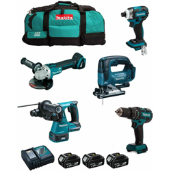 MAKITA Kit MST5M3BL 18V (DHR242 + DTD148 + DGA504 + DHP480 + DJV182 + 3 x 4,0 Ah + DC18RC + Trolley) en oferta