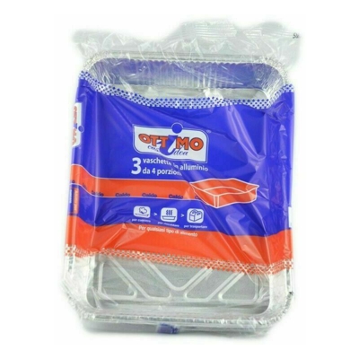 Ottimo Vaschette Alluminio 4 Porzioni Senza Coperchio 3Pz