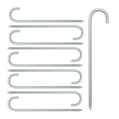 Picchetto di Ancoraggio, Set da 10, Lunghi, Puntali XL, Tende & Padiglioni, Acciaio Zincato, 38,5 cm, Argento