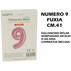 Bighouse It - PALLONCINO MYLAR CM.41 NUMERO 9 FUXIA en oferta