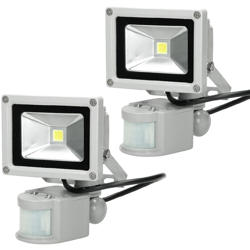 2 x 10W LED Faretto Proiettore con Sensore di Movimento 220-240V 600 Lumen Bianco Freddo 6000K Luce Faro da Esterno IP65 Impermeabile - Ecd Germany precio