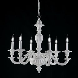 Lampadario barocco legno e pasta di legno bianco shabby 6 luci precio