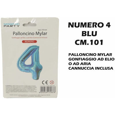 Bighouse It - PALLONCINO MYLAR CM.101 NUMERO 4 BLU