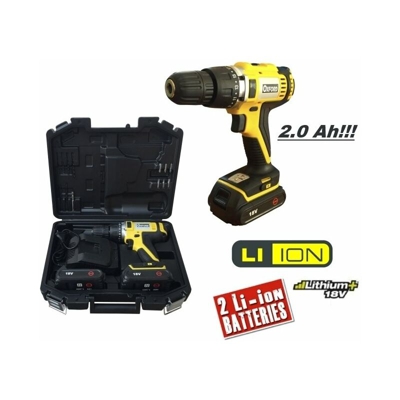 Grecoshop - Trapano avvitatore a batteria 18V Litio c/batteria di riserva in valigetta c/accessori