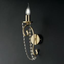 Applique classica da muro in ferro oro 1 luce con cristalli en oferta