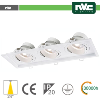 faretto incasso 3x9 watt 220-240 volt 3 luci 36° A+ CE bianco bianco naturale no quadrato lif nvm1a3x9w4k24