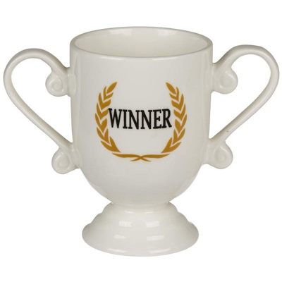 Bakaji - Tazza Jumbo New Bone Scritta Winner Colore Bianco 14x18 cm