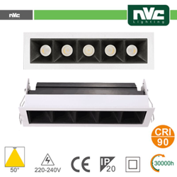 NVC - faretto incasso 5x3 watt 220-240 volt 5 luci A+ CE bianco bianco caldo no quadrato lif nv52c5x3w3k50wb en oferta