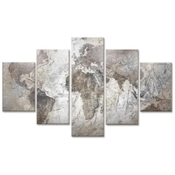 Quadro Moderno 5 Pezzi Su Tela Grande Vogue 120x210 Cm World Geographic en oferta