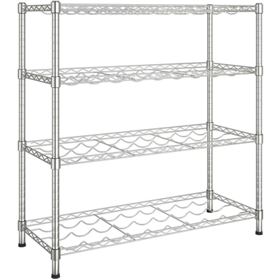 vidaXL Cantinetta Portavini a 4 Livelli per 36 Bottiglie Ferro Cromato - Argento