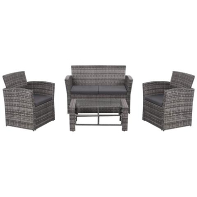 Set Divano Da Giardino 8 Pz In Polyrattan Grigio