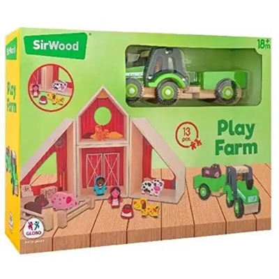 Set Fattoria In Legno Con Animali Personaggi E Accessori Gioco Bambini 13 PZ