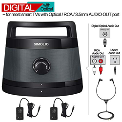 SIMOLIO Wireless TV Speaker Handy, Wireless Altoparlante Portatile per TV Senza Fili per Anziani, Connessione Ottica/RCA/AUX, Nessun Ritardo, Cuffia E en oferta