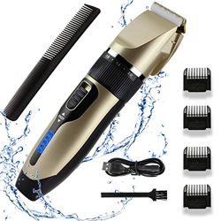 Tagliacapelli Uomo Professionale, Hbaid Regolabarba Uomo tagliacapelli Impermeabile con forbici Tosatrici elettriche a batteria per display a led per  características