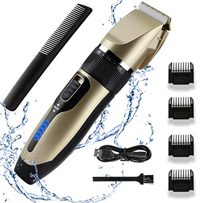 Tagliacapelli Uomo Professionale, Hbaid Regolabarba Uomo tagliacapelli Impermeabile con forbici Tosatrici elettriche a batteria per display a led per 