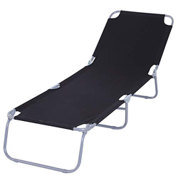 Outsunny Sdraio da Giardino Pieghevole in Metallo e Tessuto Oxford, Lettino Prendisole Traspirante 180x55x24cm Nero características