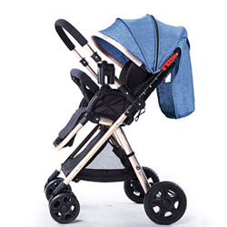 HXPH Compatto da Viaggio Pram- Leggero Pieghevole a Quattro Ruote del Carrello Doppio Buggy con Sdraiato Funzione bidirezionale Carrello Alta Paesaggi en oferta