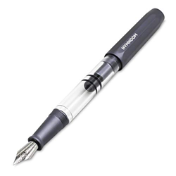 Moonman T1 - Penna stilografica in alluminio, design grigio argento, con fusto Arcylic trasparente, pennino sottile, confezione regalo en oferta