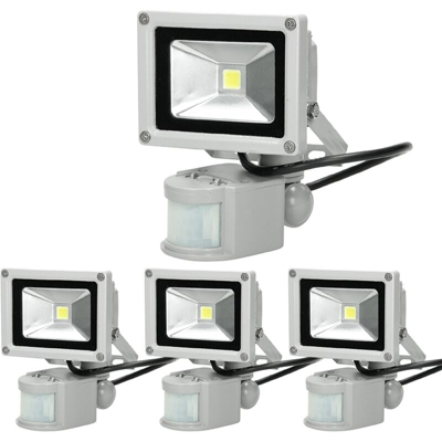 ECD Germany 4 x 10W Faretto Proiettore LED AC 220-240V 2585 Luce Bianco Caldo 2800K Luce Faro da Esterno IP65 Impermeabile