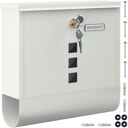 Cassetta delle Lettere in Acciaio con Portagiornali e Portanome 2 Chiavi Resistente agli Agenti Atmosferici bianco - Blanco - Monzana en oferta