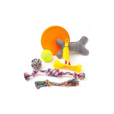 Pet Dog Toys - Set di 8 corde da morso molare, per pollo, ossa, orsacchiotto Golden Retriever, giocattolo interattivo