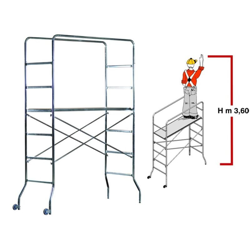 Ponteggio Altezza Lavoro 3.6m Trabattello Acciaio con Ruote Scala Impalcatura en oferta
