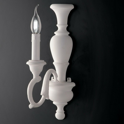Applique barocco in legno e pasta di legno bianco shabby