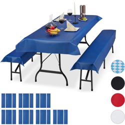 Relaxdays - 24x Set Tovaglie per Tavoli e Panche da Birreria, Misure LxP 100 x 250 cm, 16 Copri Panca, Lavabili, Blu características