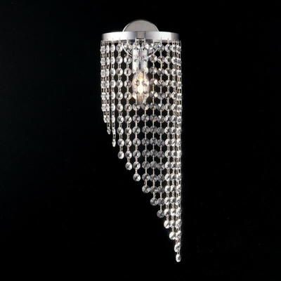 Applique in ferro cromato 1 luce con strass ottagonali in cristallo cm 46