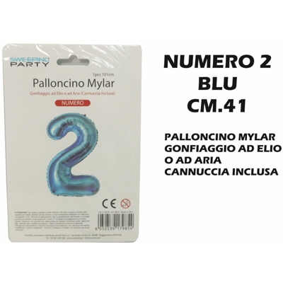 Bighouse It - PALLONCINO MYLAR CM.41 NUMERO 2 BLU
