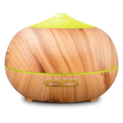 Umidificatore a ultrasuoni da 400 ml per aromaterapia, umidificatore per oli essenziali, umidificatore con venature del legno, diffusore di profumo co
