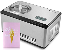 MVPower Gelatiera 2L, Macchina del Gelato con 180W Compressore Autoraffreddante, Gelatiera Automatica, Display LCD, Acciaio Inox Satinato, per Gelato, precio